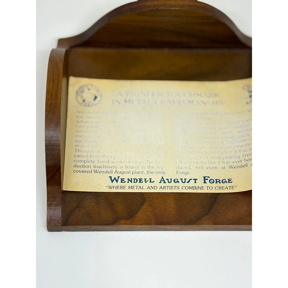 VTG Wendell August Forge Coaster Set Silver Aluminum Hand Hammered Wood Caddy